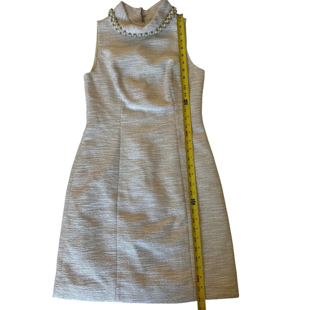 Lilly Pulitzer Portia Boucle Gold Metallic Pearl Beaded Mini Shift Dress Size 0 - Picture 8 of 10